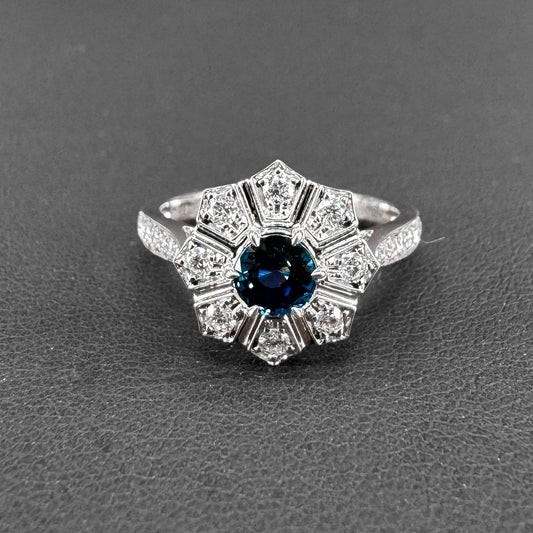 0.49 Cts Vietnam Cobalt Spinel & Diamond Ring