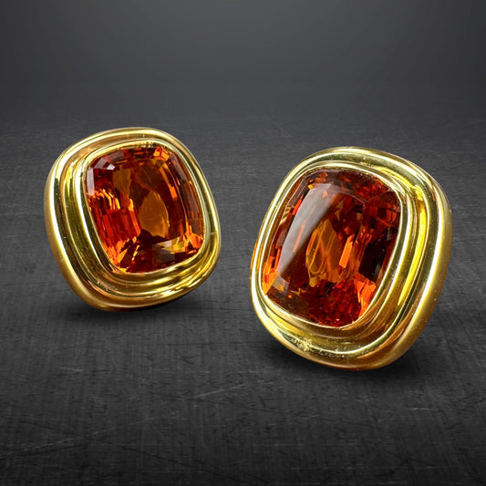 [TIFFANY & CO.] CIRCA 1980S, A LARGE PAIR OF CITRINE CLIP-ON EARRINGS DESIGNED BY PALOMA PICASSO