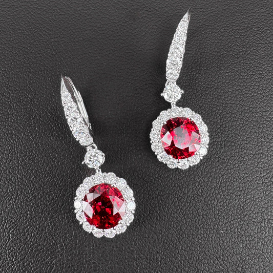 5.46 CARAT BURMESE RED SPINEL & DIAMOND EARRINGS - NGI